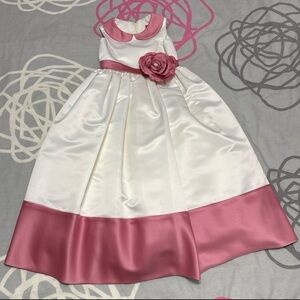 The Ladybug Collection - Pink and White Satin Tulle Flower Girl Dress